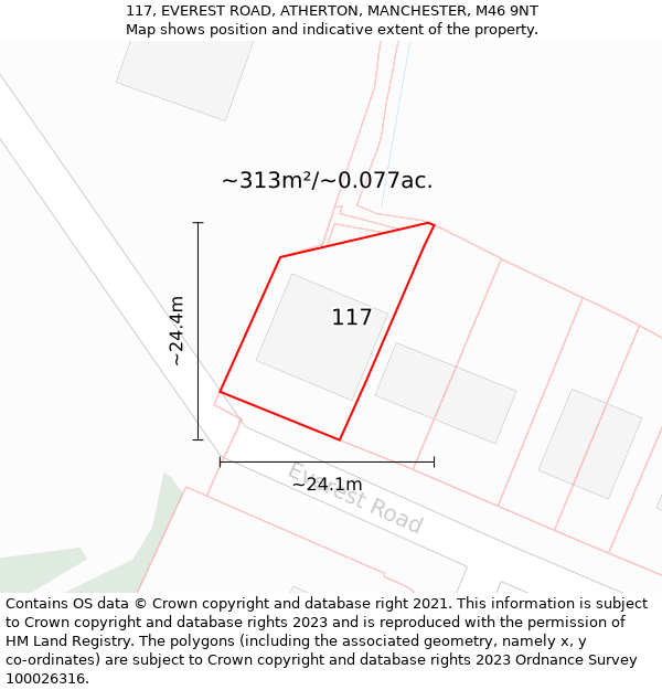 117, EVEREST ROAD, ATHERTON, MANCHESTER, M46 9NT: Plot and title map