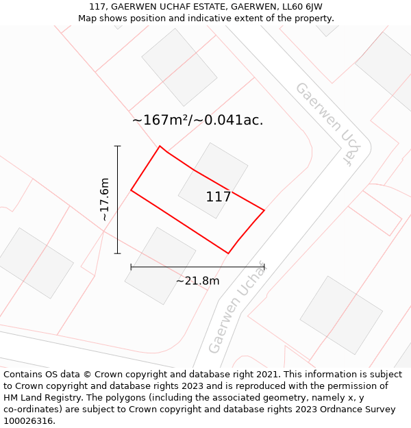 117, GAERWEN UCHAF ESTATE, GAERWEN, LL60 6JW: Plot and title map