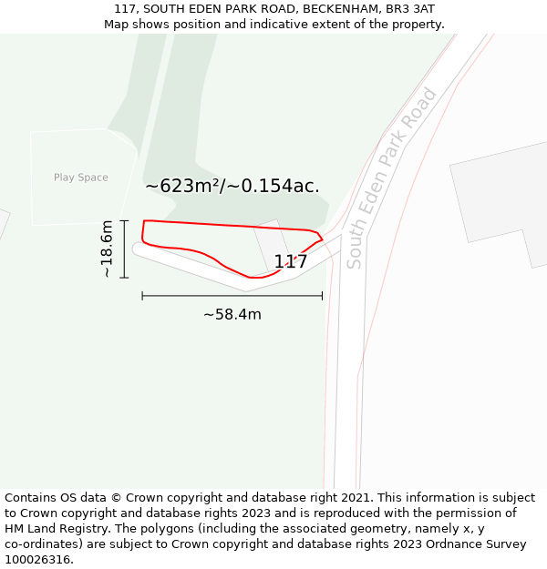 117, SOUTH EDEN PARK ROAD, BECKENHAM, BR3 3AT: Plot and title map