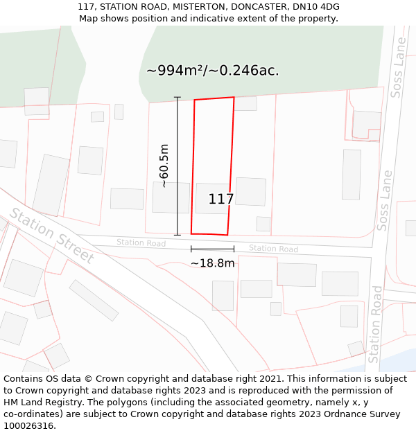 117, STATION ROAD, MISTERTON, DONCASTER, DN10 4DG: Plot and title map