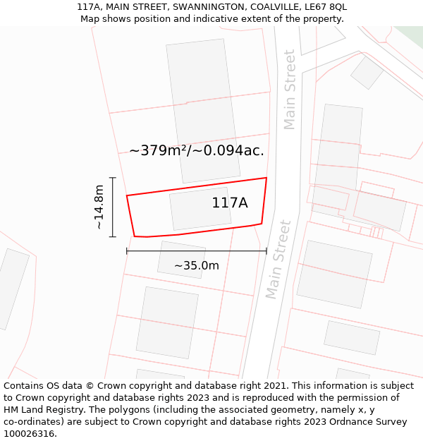 117A, MAIN STREET, SWANNINGTON, COALVILLE, LE67 8QL: Plot and title map