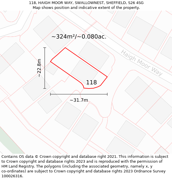 118, HAIGH MOOR WAY, SWALLOWNEST, SHEFFIELD, S26 4SG: Plot and title map