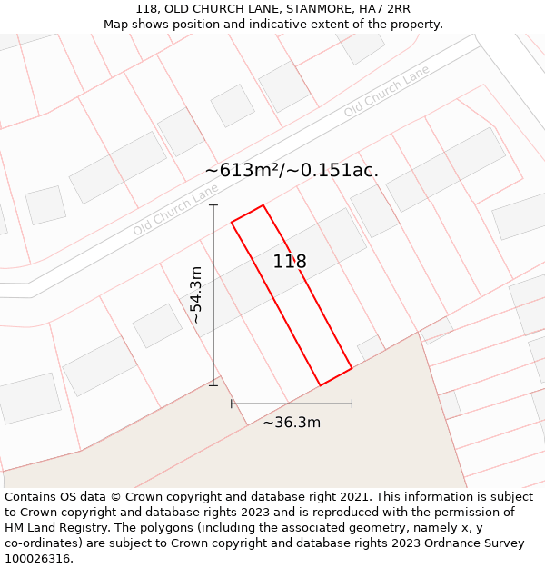 118, OLD CHURCH LANE, STANMORE, HA7 2RR: Plot and title map