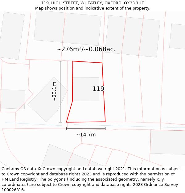 119, HIGH STREET, WHEATLEY, OXFORD, OX33 1UE: Plot and title map