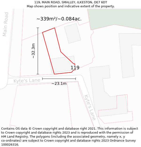 119, MAIN ROAD, SMALLEY, ILKESTON, DE7 6DT: Plot and title map