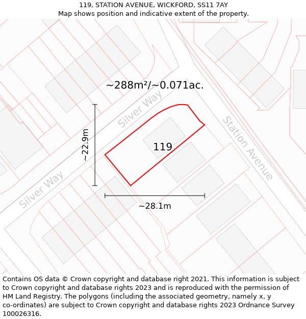 119, STATION AVENUE, WICKFORD, SS11 7AY: Plot and title map