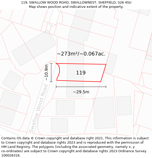 119, SWALLOW WOOD ROAD, SWALLOWNEST, SHEFFIELD, S26 4SU: Plot and title map