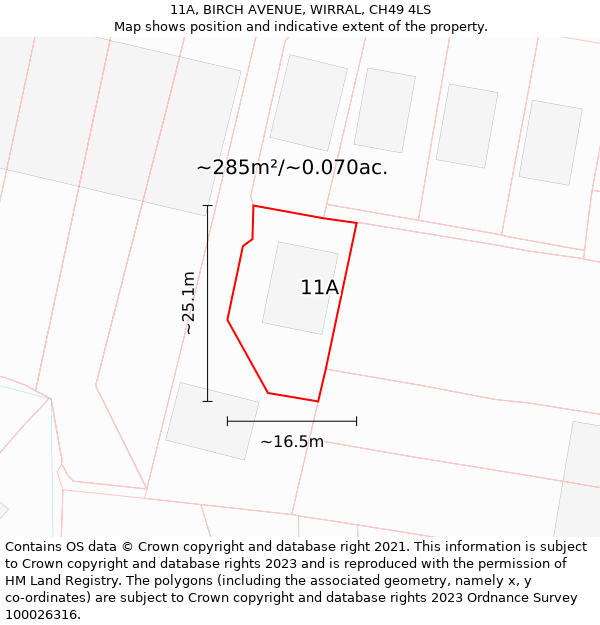 11A, BIRCH AVENUE, WIRRAL, CH49 4LS: Plot and title map