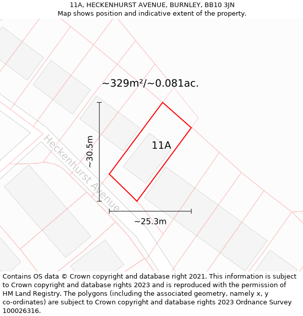 11A, HECKENHURST AVENUE, BURNLEY, BB10 3JN: Plot and title map