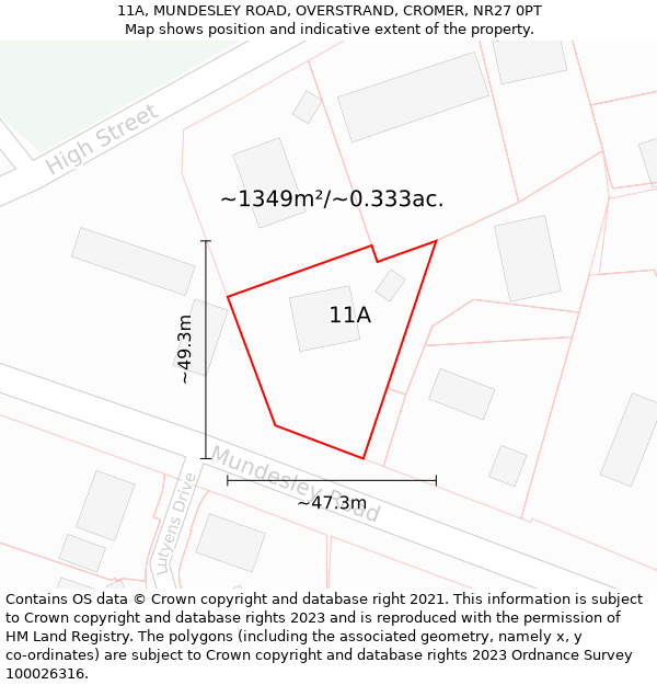 11A, MUNDESLEY ROAD, OVERSTRAND, CROMER, NR27 0PT: Plot and title map