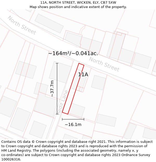 11A, NORTH STREET, WICKEN, ELY, CB7 5XW: Plot and title map