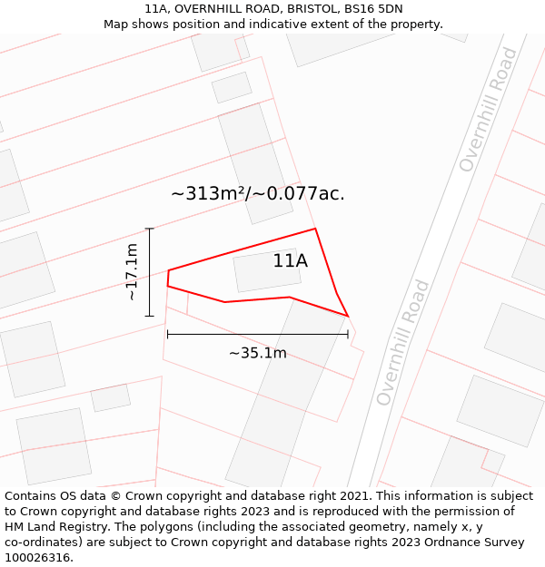 11A, OVERNHILL ROAD, BRISTOL, BS16 5DN: Plot and title map