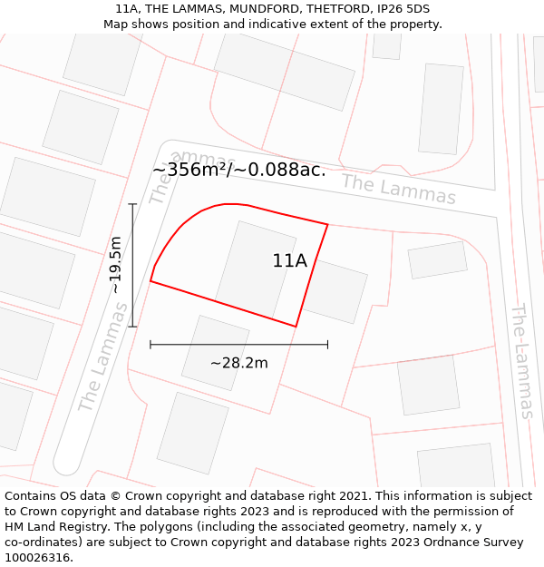 11A, THE LAMMAS, MUNDFORD, THETFORD, IP26 5DS: Plot and title map