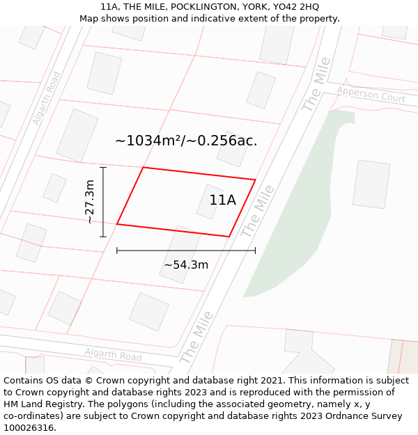 11A, THE MILE, POCKLINGTON, YORK, YO42 2HQ: Plot and title map