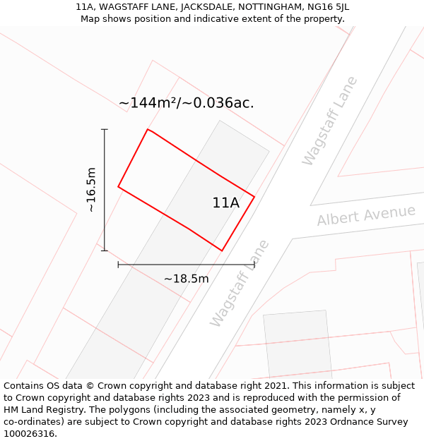 11A, WAGSTAFF LANE, JACKSDALE, NOTTINGHAM, NG16 5JL: Plot and title map