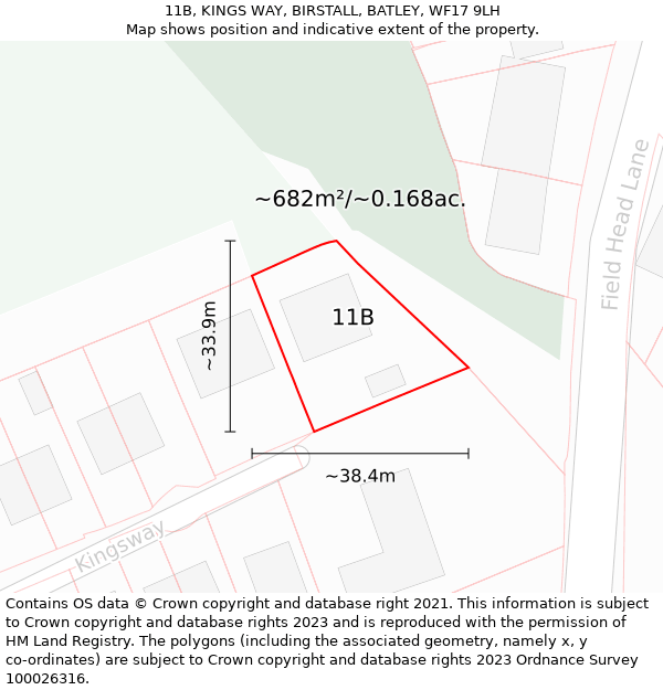 11B, KINGS WAY, BIRSTALL, BATLEY, WF17 9LH: Plot and title map