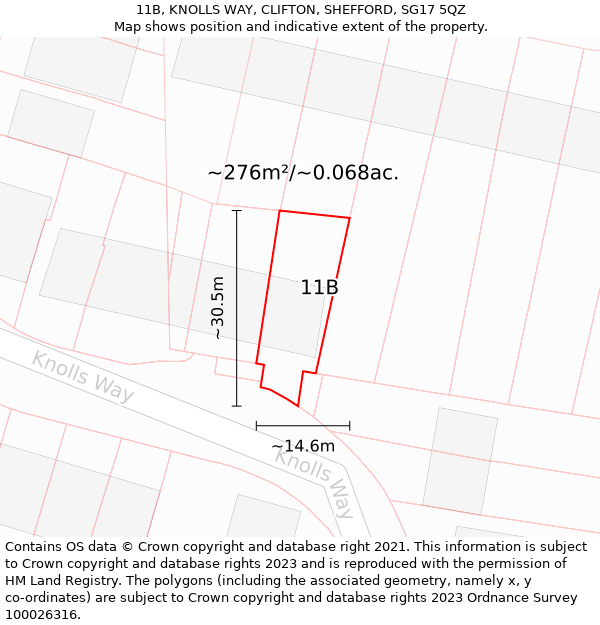 11B, KNOLLS WAY, CLIFTON, SHEFFORD, SG17 5QZ: Plot and title map