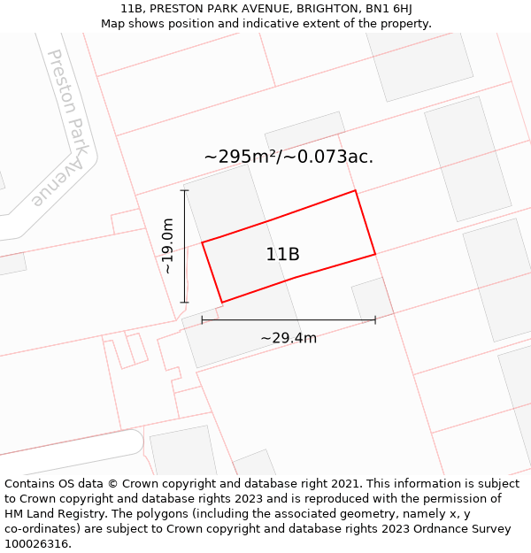 11B, PRESTON PARK AVENUE, BRIGHTON, BN1 6HJ: Plot and title map