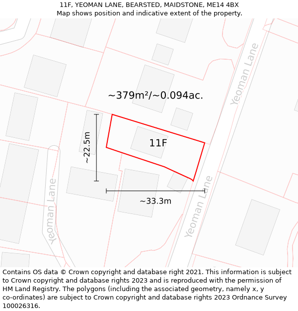 11F, YEOMAN LANE, BEARSTED, MAIDSTONE, ME14 4BX: Plot and title map