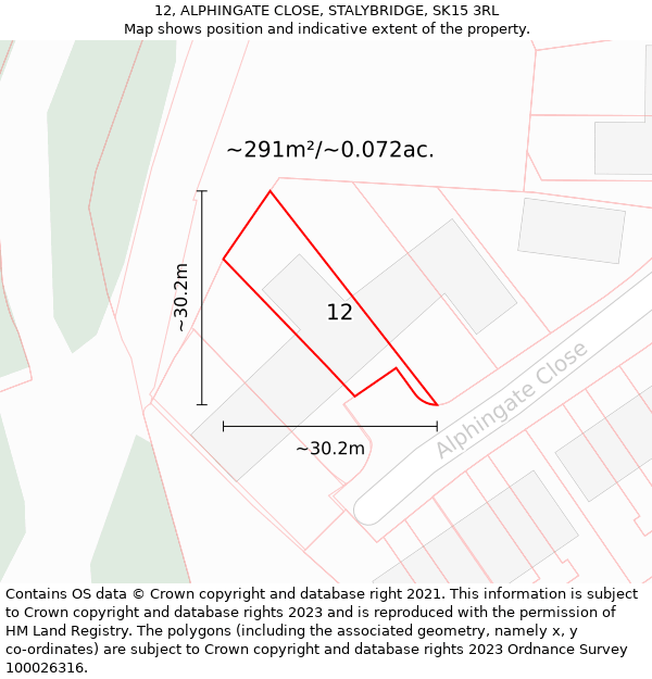 12, ALPHINGATE CLOSE, STALYBRIDGE, SK15 3RL: Plot and title map