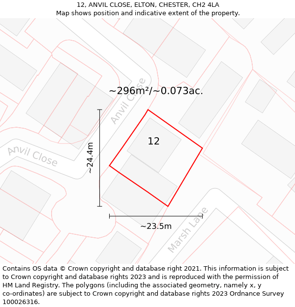 12, ANVIL CLOSE, ELTON, CHESTER, CH2 4LA: Plot and title map