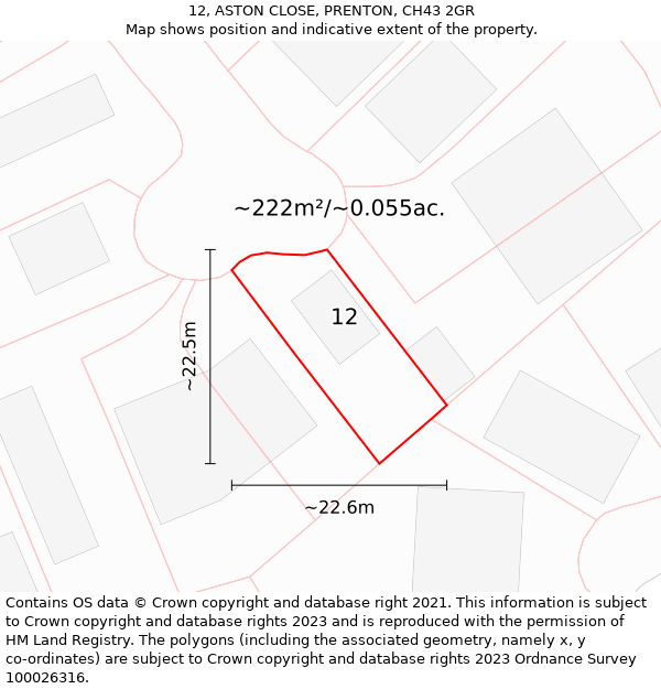 12, ASTON CLOSE, PRENTON, CH43 2GR: Plot and title map