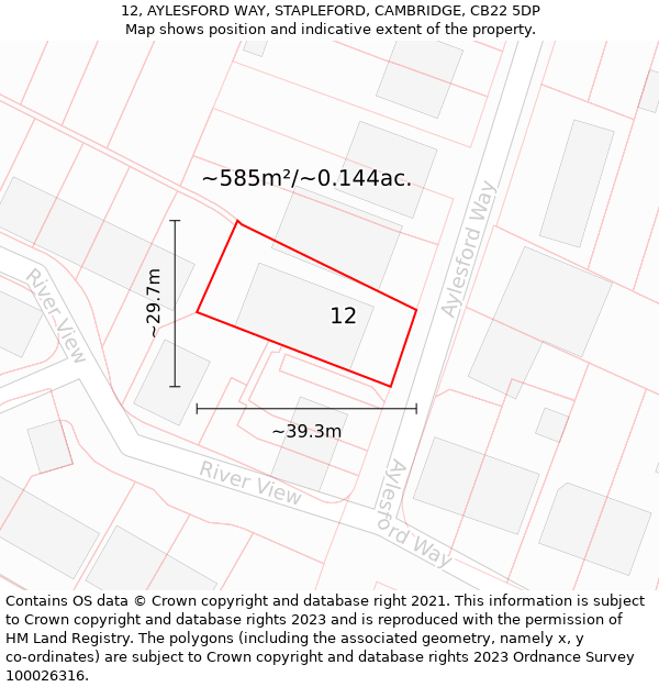 12, AYLESFORD WAY, STAPLEFORD, CAMBRIDGE, CB22 5DP: Plot and title map