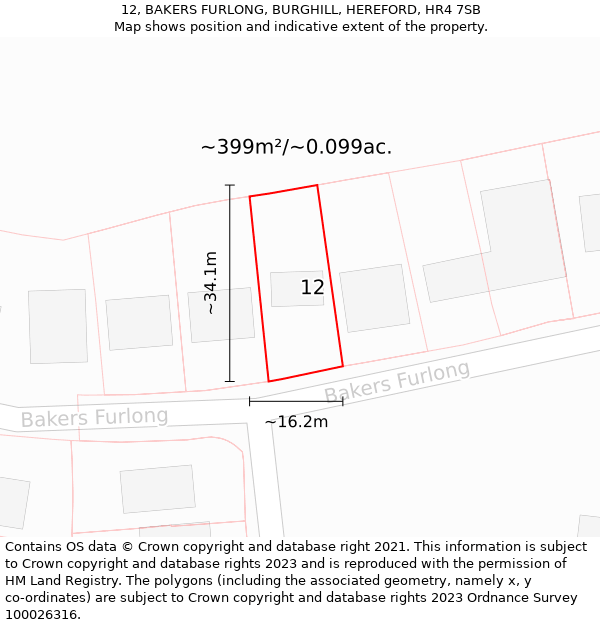 12, BAKERS FURLONG, BURGHILL, HEREFORD, HR4 7SB: Plot and title map