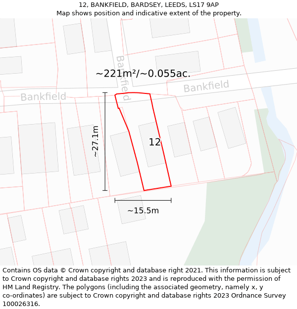 12, BANKFIELD, BARDSEY, LEEDS, LS17 9AP: Plot and title map