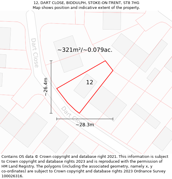 12, DART CLOSE, BIDDULPH, STOKE-ON-TRENT, ST8 7HG: Plot and title map