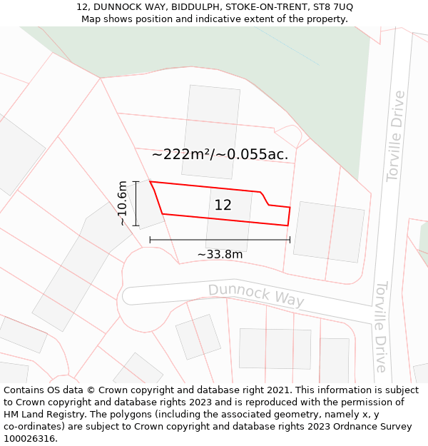 12, DUNNOCK WAY, BIDDULPH, STOKE-ON-TRENT, ST8 7UQ: Plot and title map