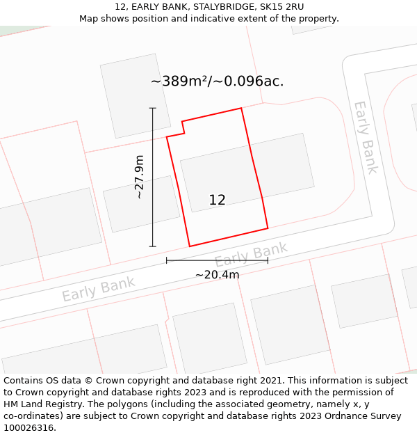 12, EARLY BANK, STALYBRIDGE, SK15 2RU: Plot and title map