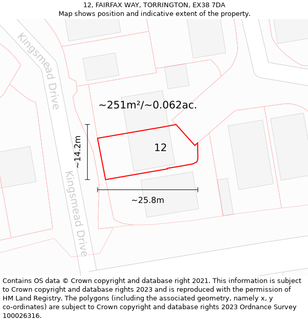 12, FAIRFAX WAY, TORRINGTON, EX38 7DA: Plot and title map