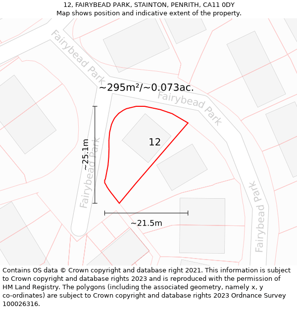 12, FAIRYBEAD PARK, STAINTON, PENRITH, CA11 0DY: Plot and title map