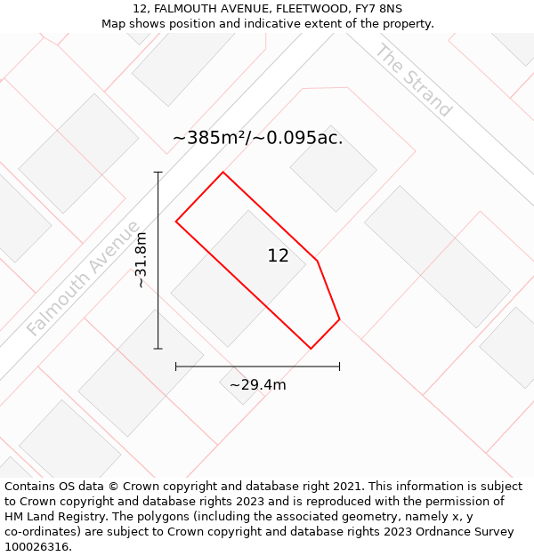 12, FALMOUTH AVENUE, FLEETWOOD, FY7 8NS: Plot and title map