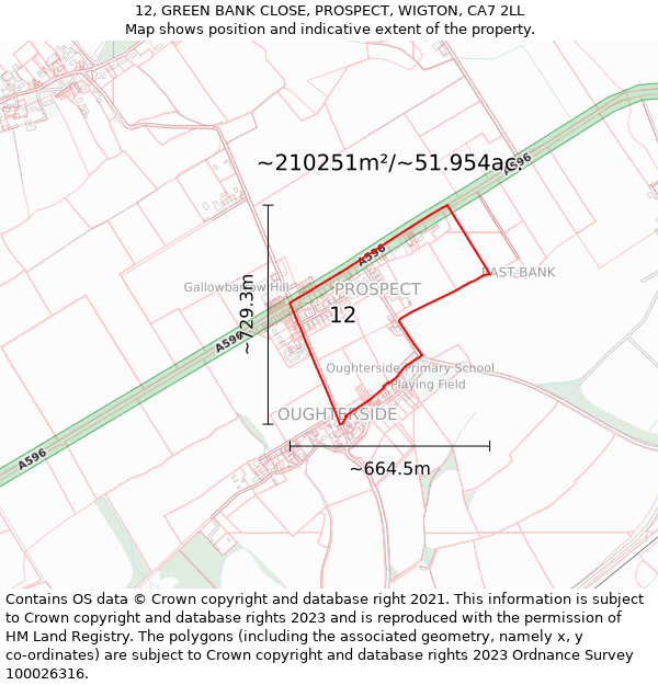 12, GREEN BANK CLOSE, PROSPECT, WIGTON, CA7 2LL: Plot and title map