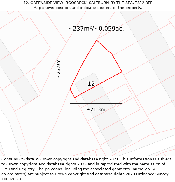 12, GREENSIDE VIEW, BOOSBECK, SALTBURN-BY-THE-SEA, TS12 3FE: Plot and title map