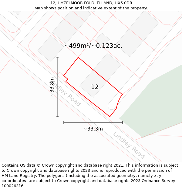 12, HAZELMOOR FOLD, ELLAND, HX5 0DR: Plot and title map