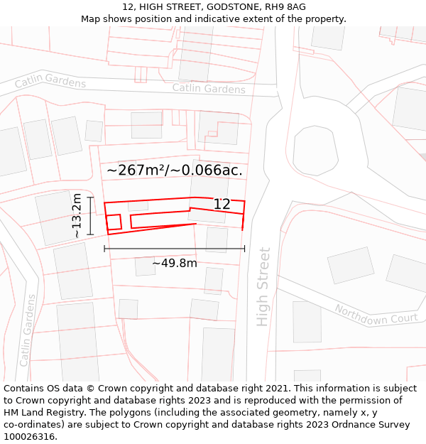 12, HIGH STREET, GODSTONE, RH9 8AG: Plot and title map