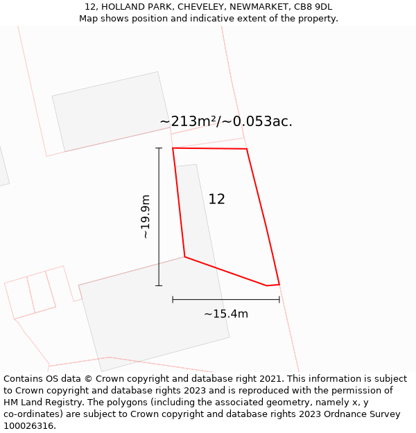 12, HOLLAND PARK, CHEVELEY, NEWMARKET, CB8 9DL: Plot and title map