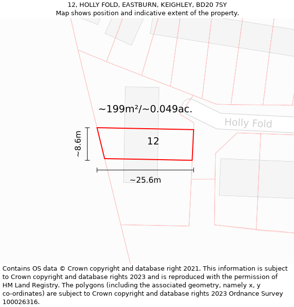 12, HOLLY FOLD, EASTBURN, KEIGHLEY, BD20 7SY: Plot and title map