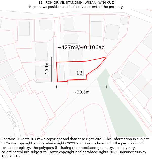 12, IRON DRIVE, STANDISH, WIGAN, WN6 0UZ: Plot and title map