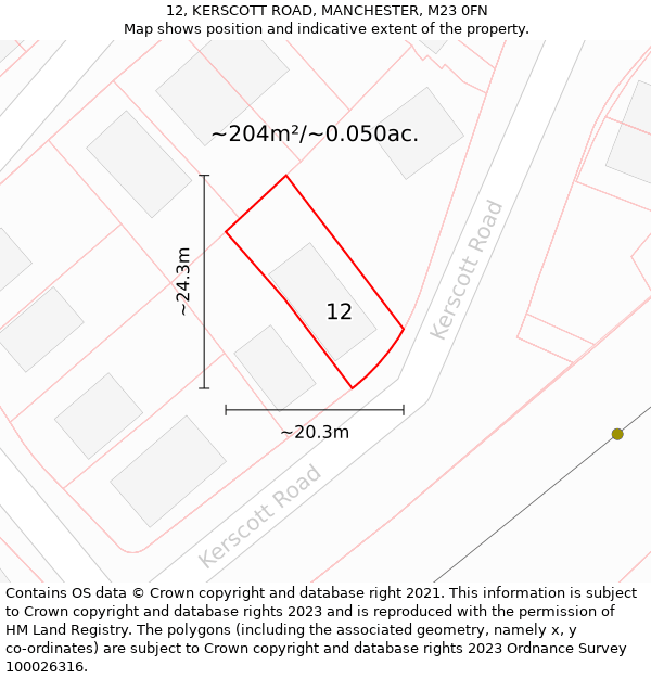 12, KERSCOTT ROAD, MANCHESTER, M23 0FN: Plot and title map