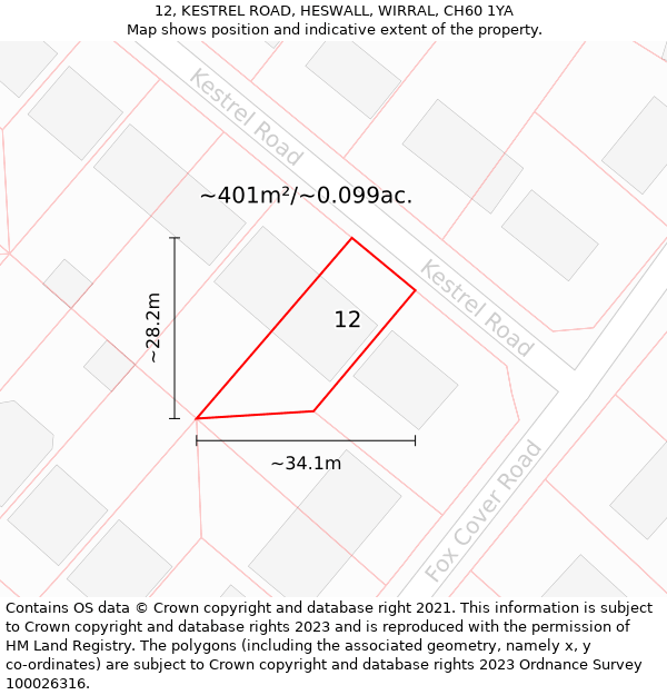 12, KESTREL ROAD, HESWALL, WIRRAL, CH60 1YA: Plot and title map