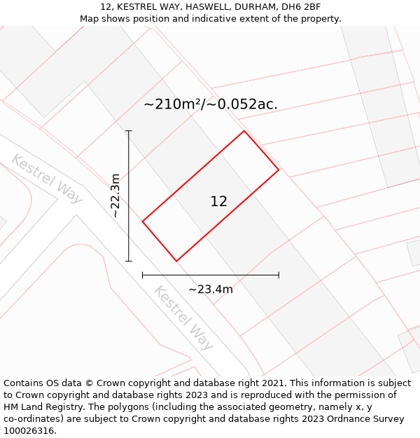 12, KESTREL WAY, HASWELL, DURHAM, DH6 2BF: Plot and title map