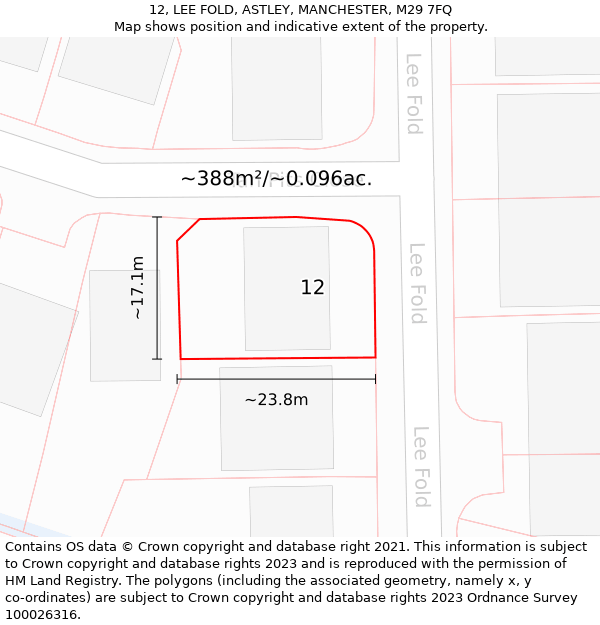 12, LEE FOLD, ASTLEY, MANCHESTER, M29 7FQ: Plot and title map