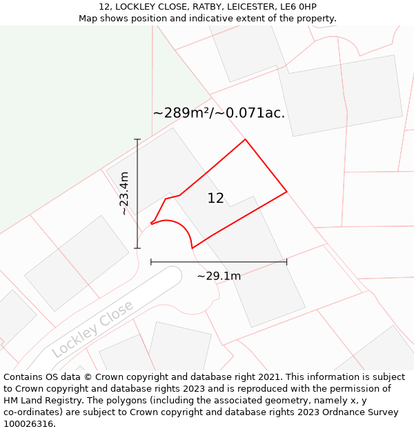 12, LOCKLEY CLOSE, RATBY, LEICESTER, LE6 0HP: Plot and title map