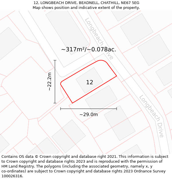 12, LONGBEACH DRIVE, BEADNELL, CHATHILL, NE67 5EG: Plot and title map