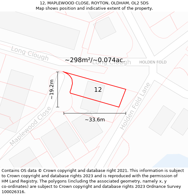 12, MAPLEWOOD CLOSE, ROYTON, OLDHAM, OL2 5DS: Plot and title map