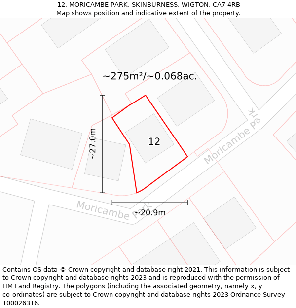 12, MORICAMBE PARK, SKINBURNESS, WIGTON, CA7 4RB: Plot and title map